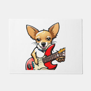 Chihuahua dog playing the electric guitar. Vector Doormat