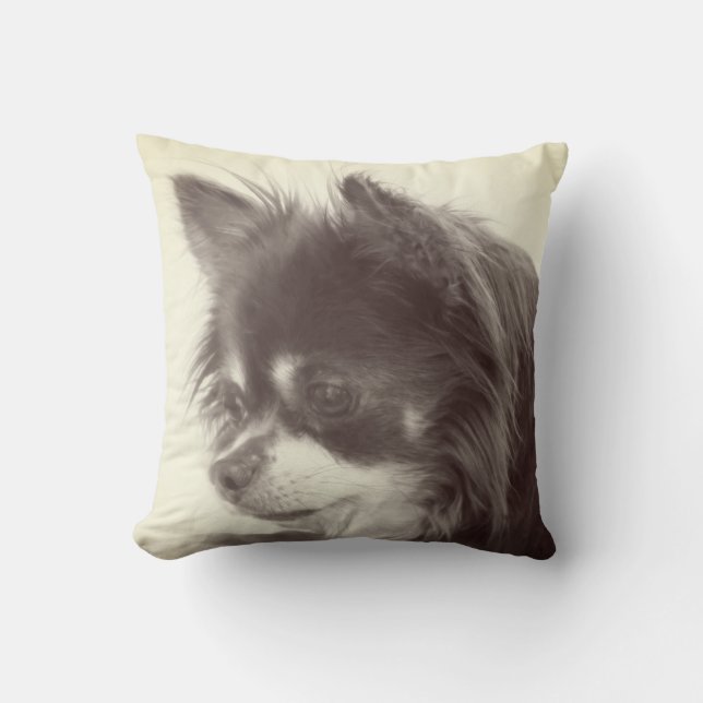 Chihuahua Dog Portrait Throw Pillow (Front)
