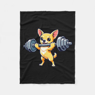 Chihuahua dog powerlifting weightlifting gym fleece blanket