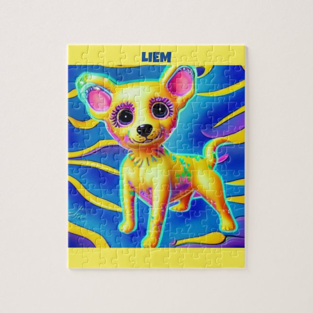 CHIHUAHUA DOG PUZZLE AVEC UN NOM PERSONNALISÉ. (Vertical)