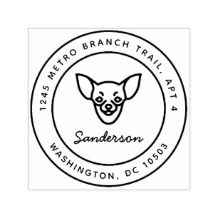 Chihuahua Dog Return Address Stamp Self-Inking