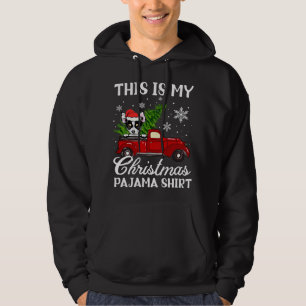 Chihuahua Dog Riding Red Truck With Christmas Tree Hoodie