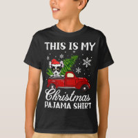 Chihuahua Dog Riding Red Truck With Christmas Tree