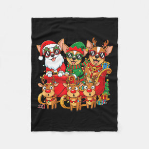 Chihuahua Dog Santa Reindeer Elf Christmas Womens Fleece Blanket