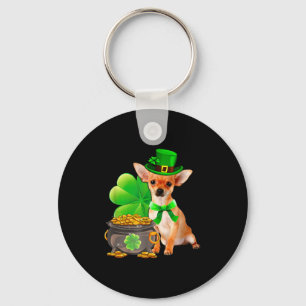 Chihuahua Dog Shamrock St Patricks Day Dog Irish G Keychain