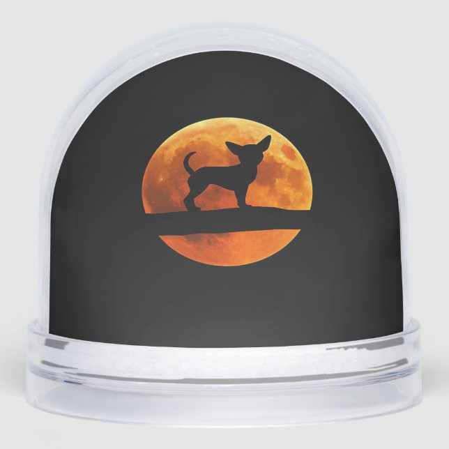 Chihuahua Dog Silhouette Moon chiwawa lover Classi Snowglobe (Front)