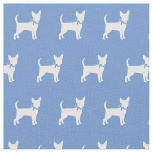 Chihuahua Dog Silhouette Pet Light Blue Fabric