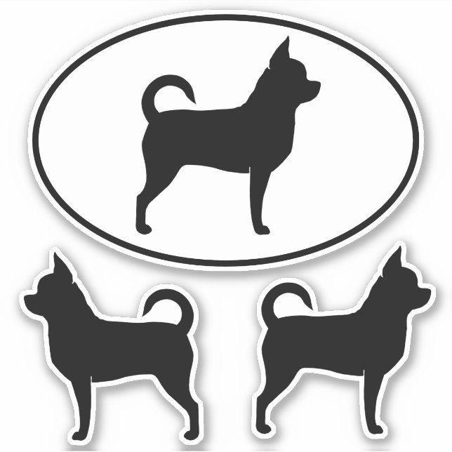 Chihuahua Dog Silhouettes Vinyl Sticker Set (Front)