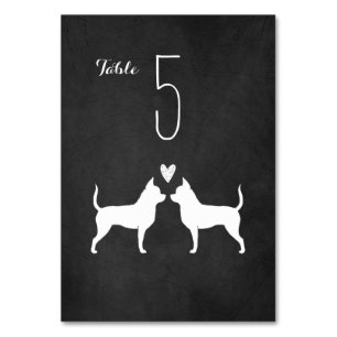Chihuahua Dog Silhouettes Wedding Reception Table Number