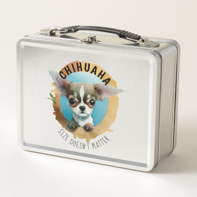 Chihuahua dog stainless colour metal lunch box (Front)