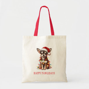 Chihuahua Dog tangled in Christmas lights Tote Bag