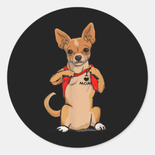 Chihuahua Dog Tattoo I Love Mom Cute Dog Mothers D Classic Round Sticker