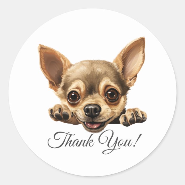 Chihuahua Dog Thank You Classic Round Sticker (Front)