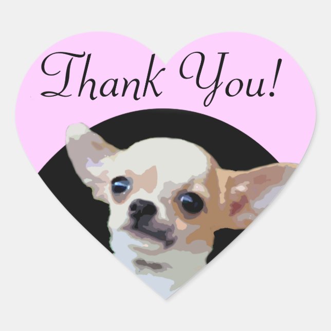 Chihuahua Dog Thank You heart stickers (Front)