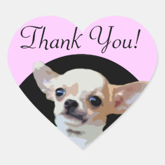 Chihuahua Dog Thank You heart stickers