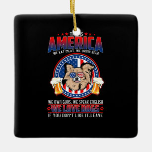 Chihuahua Dog This America 4Th Of July Ceramic Ornament