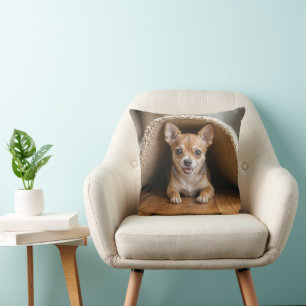 Chihuahua Dog Under a Rug Throw Pillow