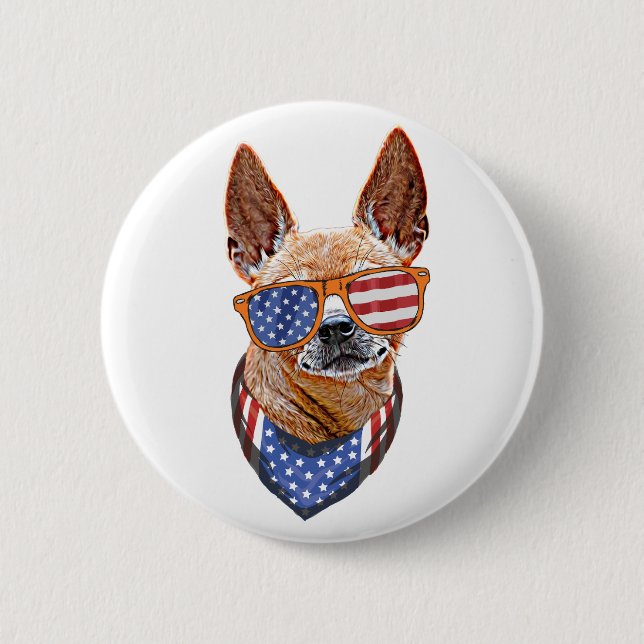 Chihuahua Dog USA American Independence 4th July 2 Inch Round Button (Front)