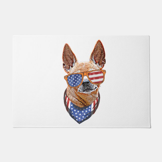 Chihuahua Dog USA American Independence 4th July Doormat (Front)