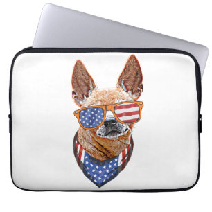Chihuahua Dog USA American Independence 4th July Laptop Sleeve
