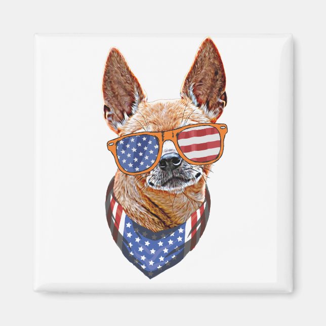 Chihuahua Dog USA American Independence 4th July Magnet (Front)