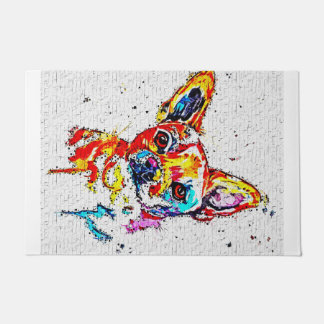Chihuahua Dog Watercolor Portrait Colourful Doormat