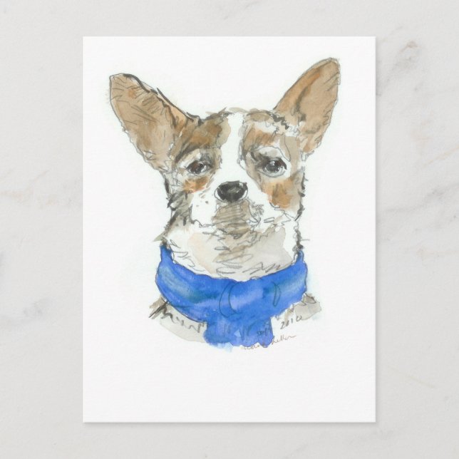 Chihuahua Dog Watercolor Postcard (Front)
