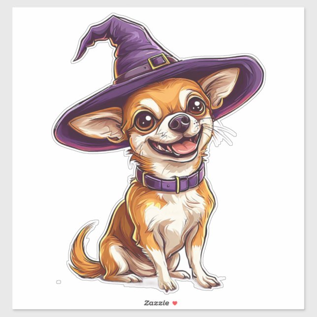 Chihuahua Dog Wearing Purple Wizard Hat Hallowee (Sheet)