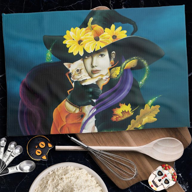 Chihuahua Dog Witch Halloween Kitchen Towel (Creator Uploaded)