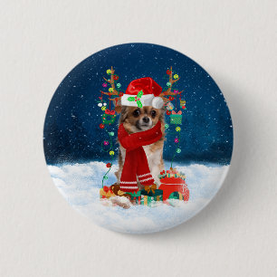 Chihuahua dog with Christmas gifts 2 Inch Round Button