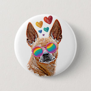Chihuahua Dog with Hearts Valentine's Day 2 Inch Round Button