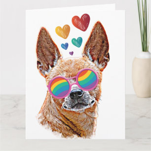 Chihuahua Dog with Hearts Valentine's Day Card