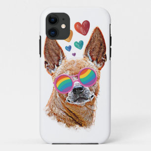 Chihuahua Dog with Hearts Valentine's Day iPhone 11 Case