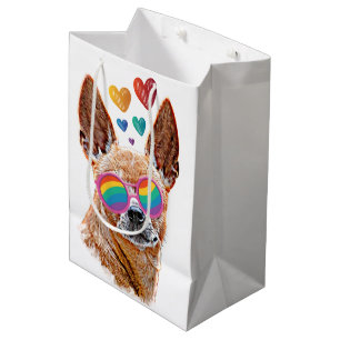 Chihuahua Dog with Hearts Valentine's Day Medium Gift Bag