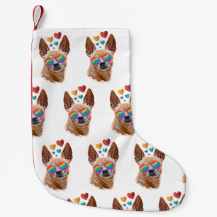 Chihuahua Dog with Hearts Valentine's Day Small Christmas Stocking