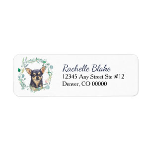 Chihuahua Dog Wreath Return Address