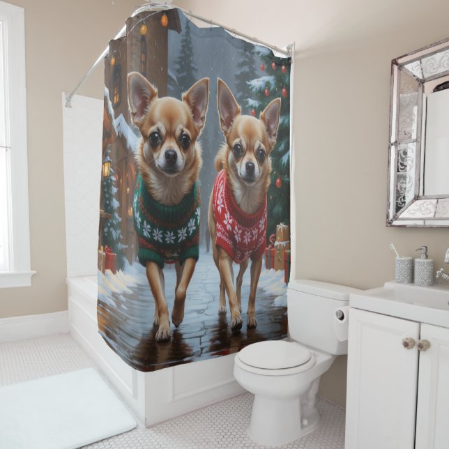 Chihuahua Dogs Christmas Snow Holiday (In Situ)