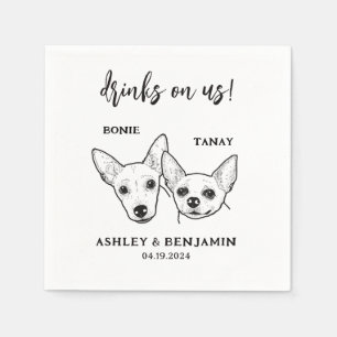 Chihuahua Dogs Faces Pet Drinks on Us Wedding  Napkin