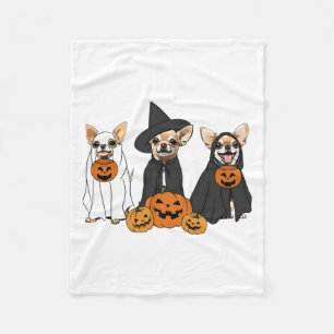 Chihuahua Dogs Lovers Ghost Witch Mummy Halloween Fleece Blanket