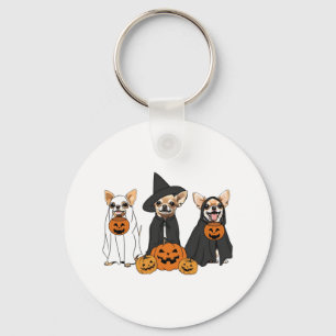 Chihuahua Dogs Lovers Ghost Witch Mummy Halloween Keychain