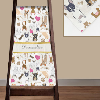 Chihuahua Dogs Paw Prints Hearts Bone Text Pattern Fleece Blanket
