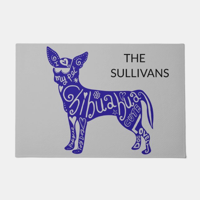 "CHIHUAHUA" DOOR MAT PERSONALIZED. (Front)