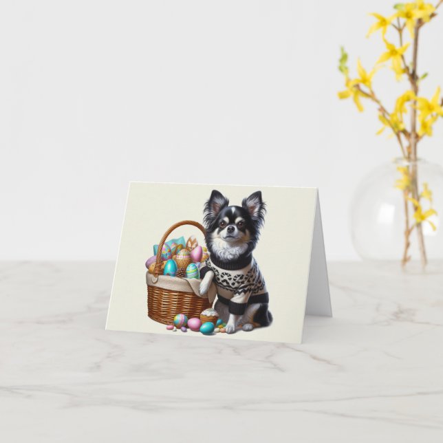 Chihuahua Easter Downloadable Card (Yellow Flower)