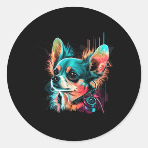 Chihuahua Electronic Music Techno Festival Colorfu Classic Round Sticker