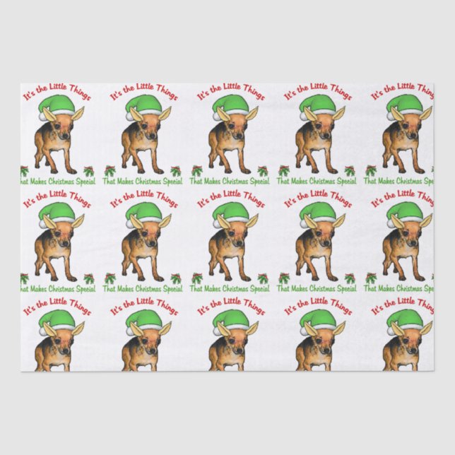Chihuahua Elf Christmas Tissue Paper (Front)