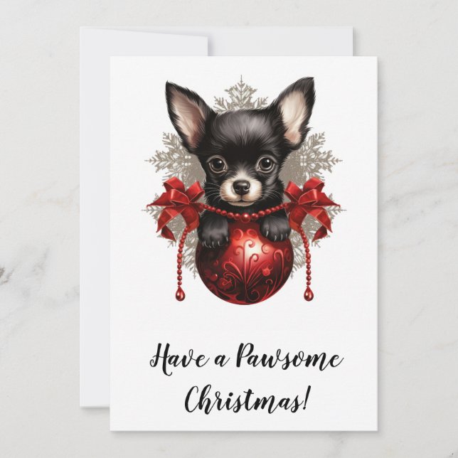Chihuahua et la carte de Noël Bauble (Devant)