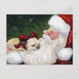 "Chihuahua et Père Noël" Carte postale de Noël de 