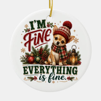 Chihuahua Fine Everything Is Fine Ceramic Ornament