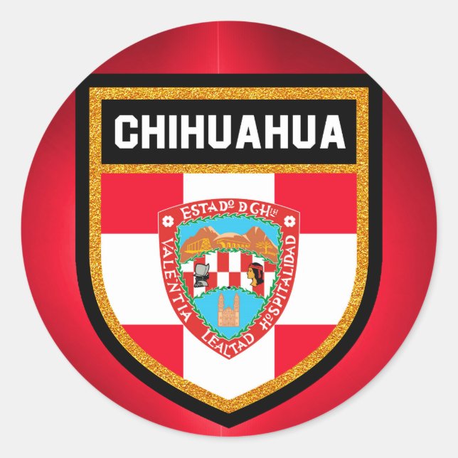 Chihuahua Flag Classic Round Sticker (Front)