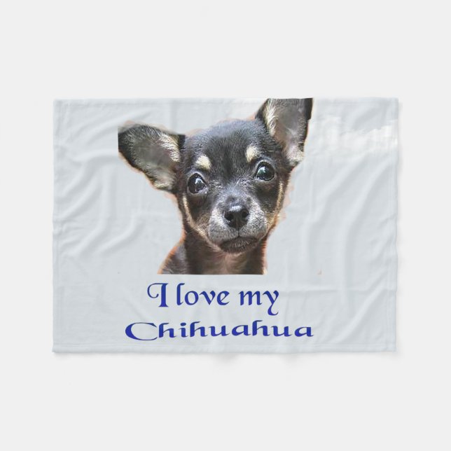 Chihuahua Fleece Blanket (Front (Horizontal))